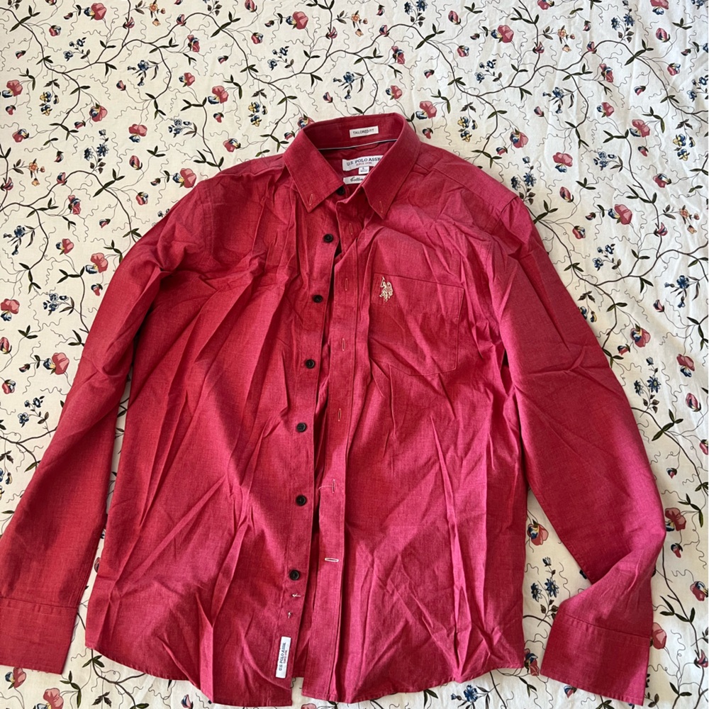 US polo Red Button-Up Shirt